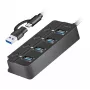 Koncentrator USB 3.2 Gen1, 4xUSB-A z przełącznikami