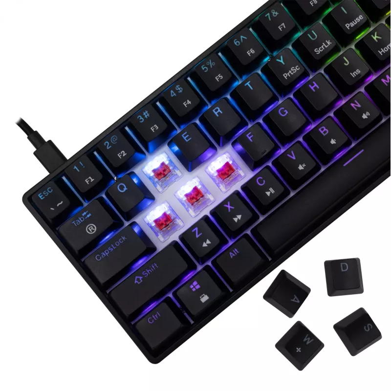 Mechaniczna klawiatura gamingowa White Shark Shinobi-2 z przełącznikami czerwony, czarna, układ US