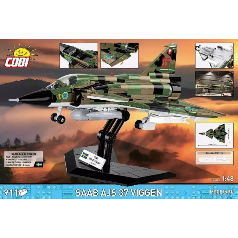 Zestaw konstrukcyjny Cobi Blocks Saab AJS 3 Viggen 911 szt. model do składania, 911 elementów