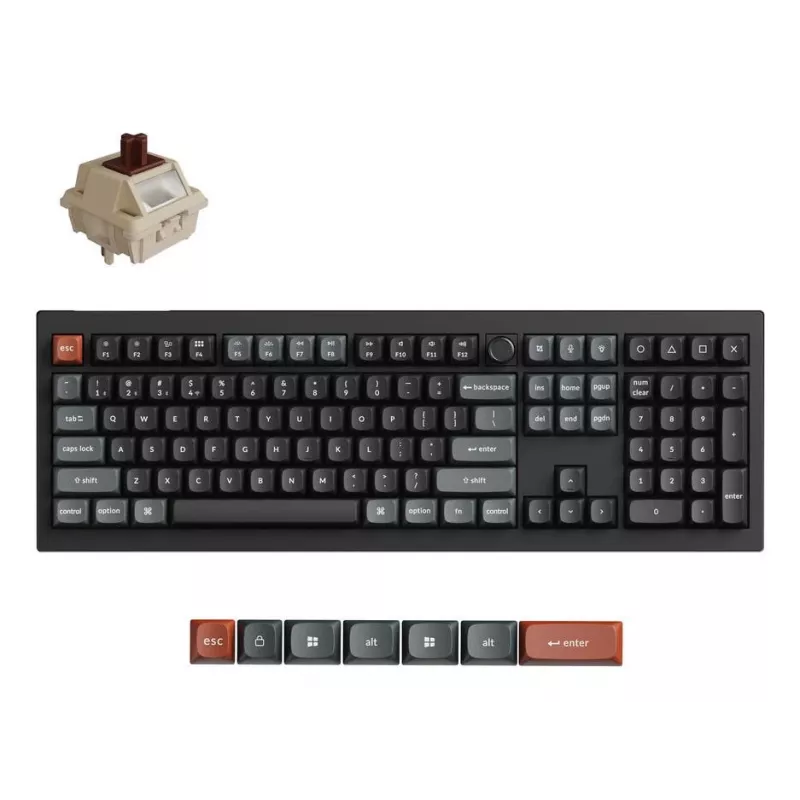 Mechaniczna klawiatura pełnowymiarowa Keychron V6 Ultra 8K — QWERTY, Bluetooth, RGB, Czarny
