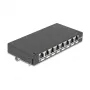 Patch panel DELOCK Mini Desktop RJ45 8-portowy Cat.6A ekranowany czarny do montażu na stole, ścianie lub szynie DIN