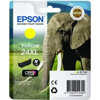 Epson Elephant Singlepack żółty 24XL Claria Photo HD Ink, Żółty, Tusz pigmentowy, 1 szt.
