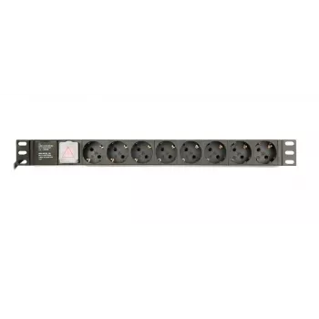Jednostka dystrybucji zasilania GEMBIRD EG-PDU-014-C14, 8 gniazd AC, wejście C14, kabel 3 m, 1U, 3680 W, 10 A, aluminium, czarny