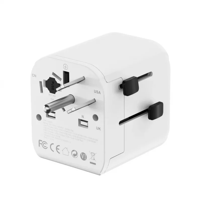Uniwersalna ładowarka podróżna GEMBIRD TPA-EU1A1C20-01-W 20W, USB-A 18W + USB-C 20W, gniazdo Schuko, wejście 100–250V