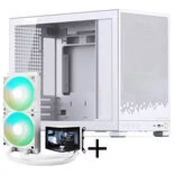 Jonsbo D32 STD Obudowa PC + TRYX PANORAMA Kompleksowe chłodzenie cieczą, ARGB - 240 mm, Biała