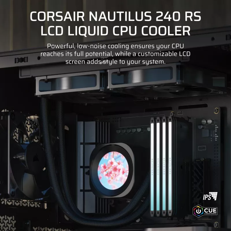 Chłodzenie cieczą All-in-one Corsair Nautilus 240 RS LCD 12 cm czarny