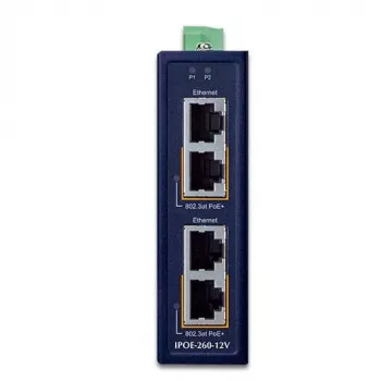 Przemysłowy 2-portowy przełącznik Gigabit Ethernet PLANET IPOE-260-12V