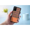 Etui na telefon man and wood do Samsung Galaxy S20+ — brązowa krata z czarnym wykończeniem