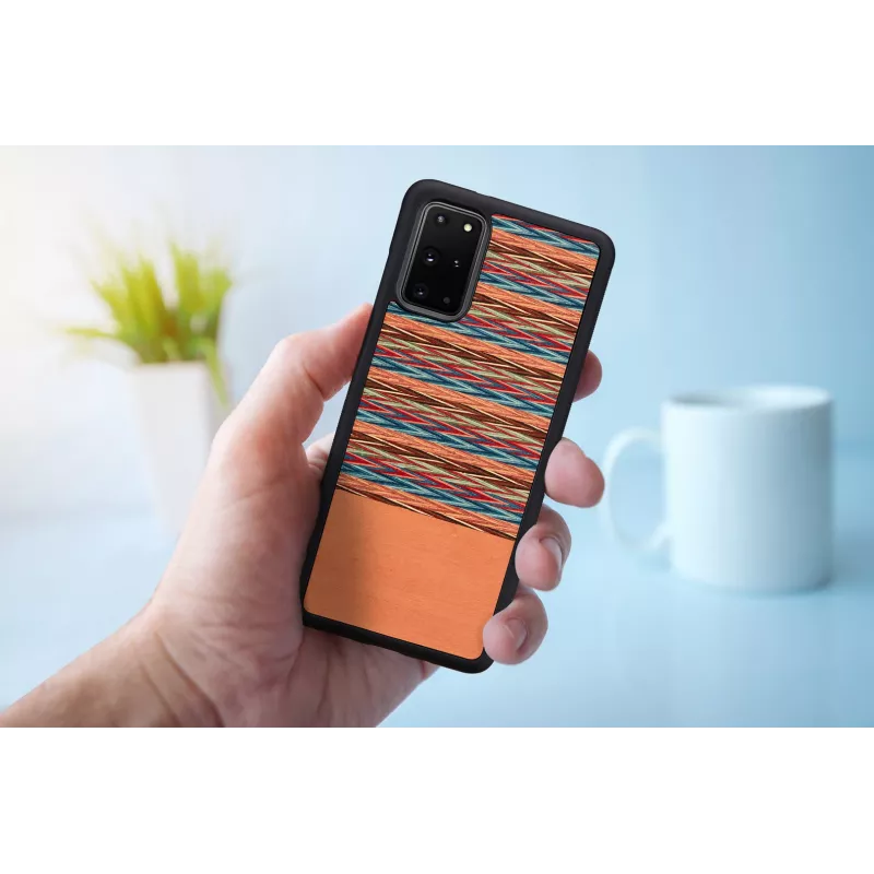 Etui na telefon man and wood do Samsung Galaxy S20+ — brązowa krata z czarnym wykończeniem