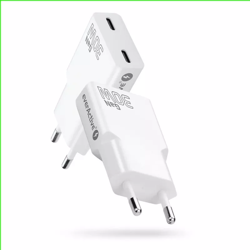 Zasilacz sieciowy everActive SC-385Q Super cienki QC 4 Fast Charging — Szybka ładowarka USB, kompaktowa konstrukcja
