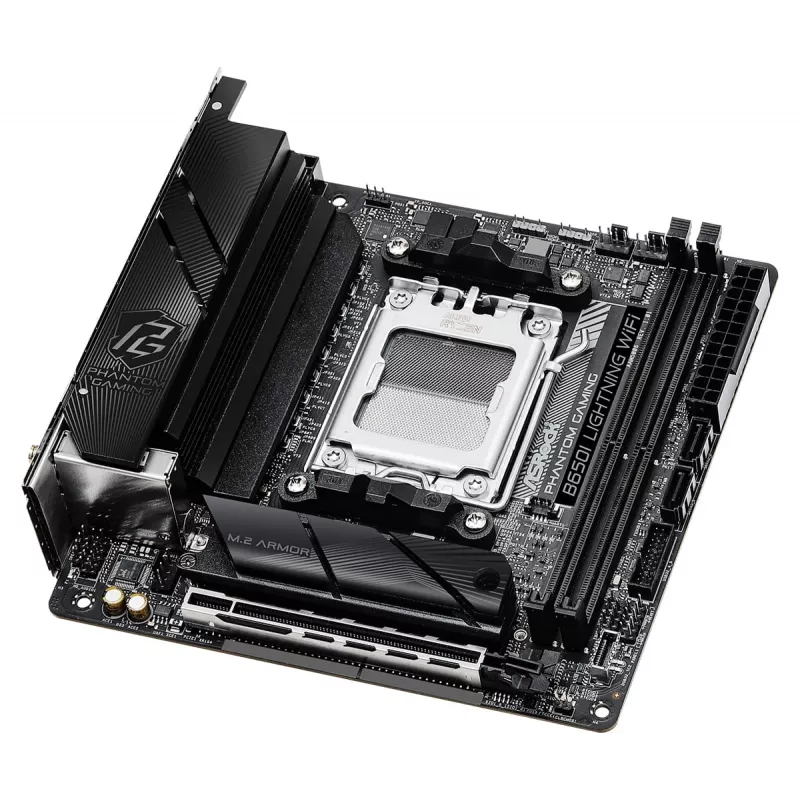 Płyta główna Mini-ITX ASRock B650I Lightning WiFi — AMD B650, Socket AM5, DDR5, 2 DIMM (max 96 GB), Wi‑Fi 6E, 2.5Gb LAN