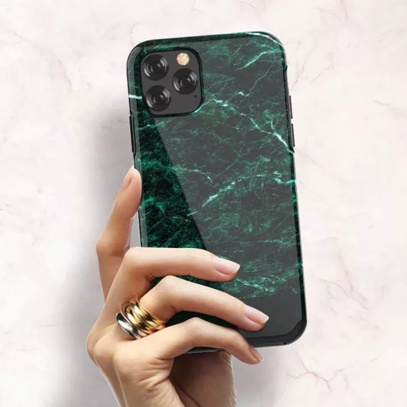 Ochronne etui na telefon Devia z serii Marble dla iPhone 11 Pro Max — zielone, cienki, twarda skorupa