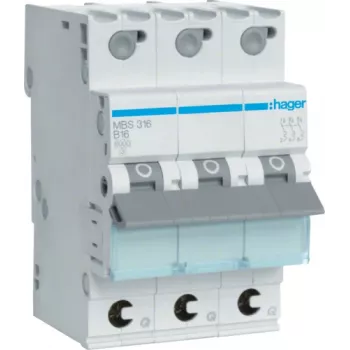 Hager MBS316 Wyłącznik nadprądowy typu B 3P 3-modułowy (MBS316)