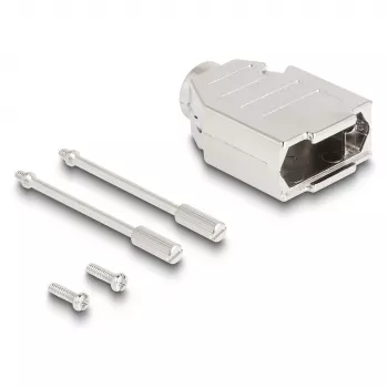Osłona kabla DELOCK D-Sub 9-pin (męska/żeńska) srebrna, tworzywo sztuczne, 31×46×16 mm