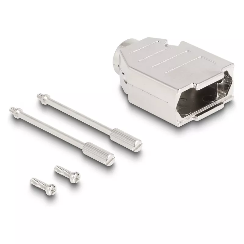 Osłona kabla DELOCK D-Sub 9-pin (męska/żeńska) srebrna, tworzywo sztuczne, 31×46×16 mm