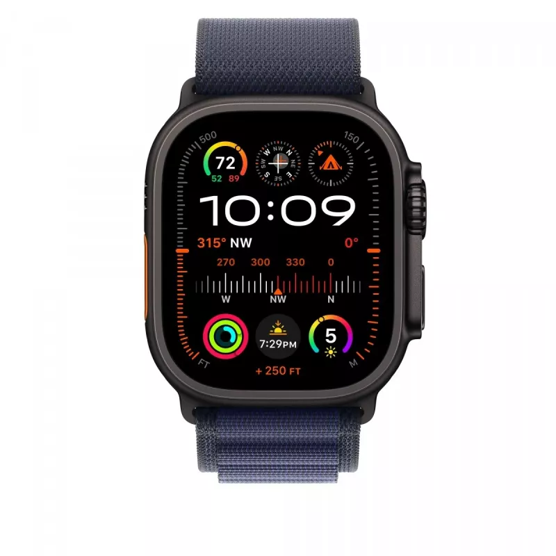 Apple 49 mm granatowa Alpine Loop - mały - wykończenie z czarnego tytanu