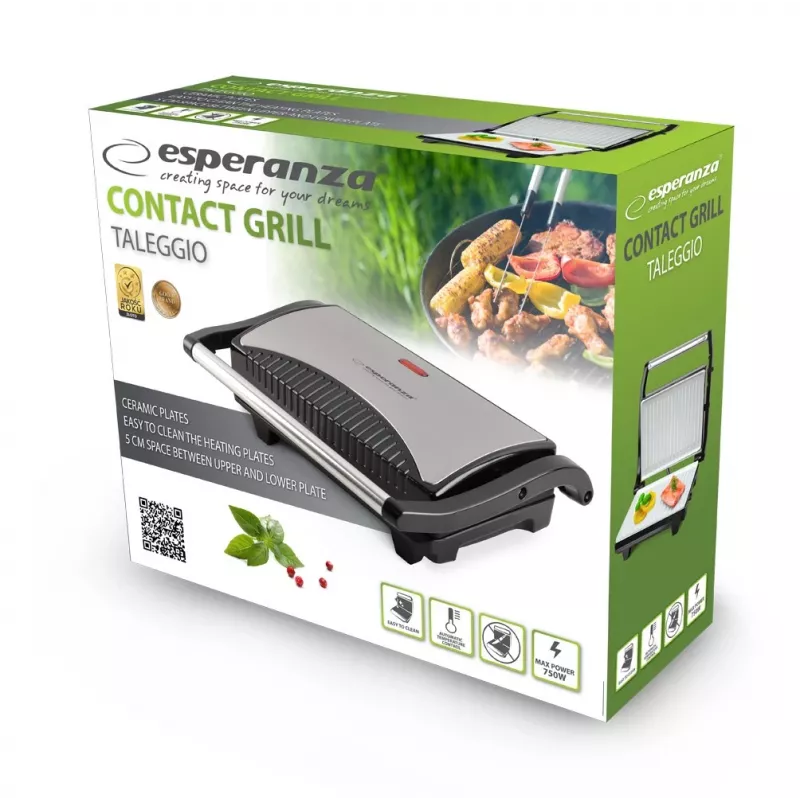 Grill elektryczny Esperanza EKG006 750W Stal nierdzewna/Czarny