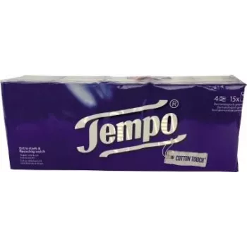 Tempo Classic 4-warstwowe chusteczki kieszonkowe, białe, 15 x 10 arkuszy