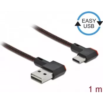Kabel USB 2.0 Typ-A męski na USB Typ-C męski skośny lewy/prawy 1m czarny DeLOCK 85281