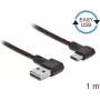 Kabel USB 2.0 Typ-A męski na USB Typ-C męski skośny lewy/prawy 1m czarny DeLOCK 85281