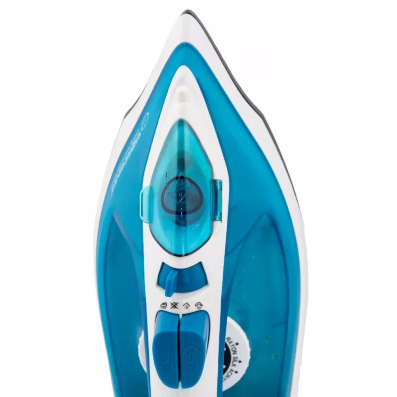 Żelazko parowe ESPERANZA EHI002 — 2200 W, stopa ceramiczna, para pionowa, 0,815 kg, biało-niebieskie