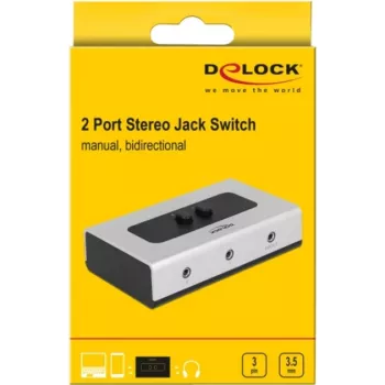 przełącznik audio jack 3,5 mm 2 porty ręczny dwukierunkowy, przełącznik szaro-czarny