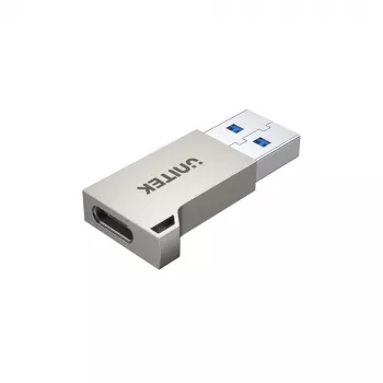 adapter złącza USB Type-A Unitek A1034NI, srebrny, USB 2.0/3.2 Gen1, do 5 Gbit/s, obudowa cynkowa, 36×16,7×5,7 mm