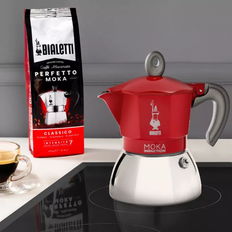 Kawiarka Bialetti Moka Induction 0,1 L czerwona srebrna