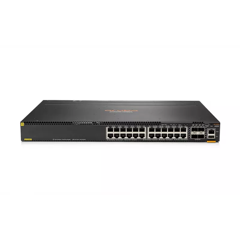 HPE - Aruba 6300M - Switch - L3 - zarządzany - 48 x 10/100/1000 (1 PoE+) + 4 x 1 Gigabit / 10 Gigabit / 25 Gigabit / 50 Gigabit SFP56 (Uplink / Stacking) Front i Side do Tylu
