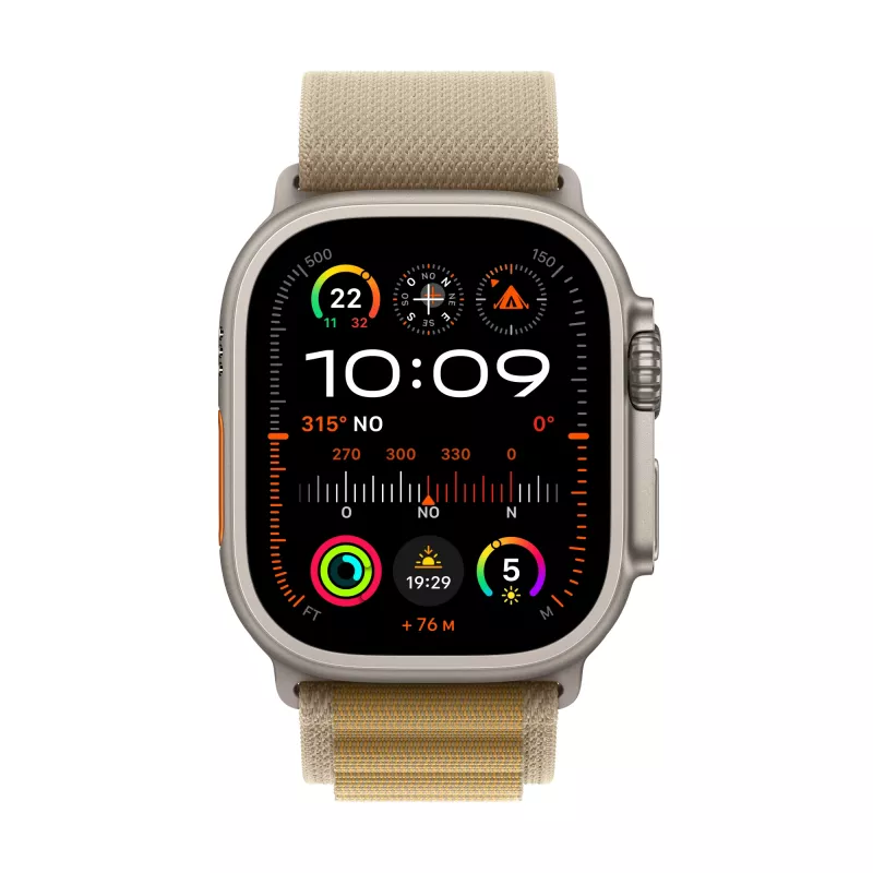 Apple Watch Ultra 2 GPS + Cellular 49mm Natural Tytanowa koperta z paskiem Tan Alpine Band - Medium (MX4F3FD/A)