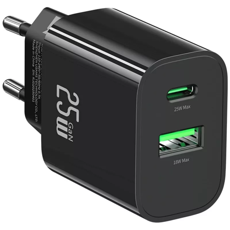 Ładowarka USB usams USA001629 25W 1×USB-C + 1×USB-A szybkie ładowanie