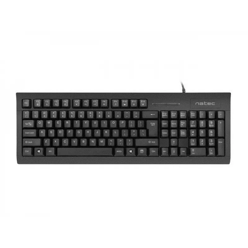 Przewodowa klawiatura pełnowymiarowa NATEC MORAY Home/Office USB QWERTY US International Czarny, 104 klawisze, klawiatura numeryczna