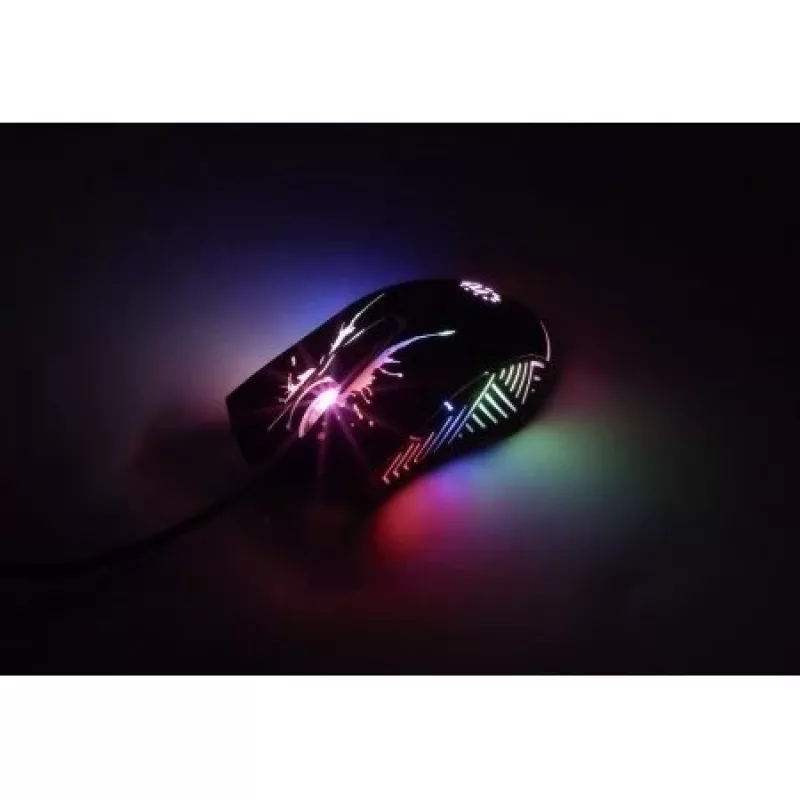 Mysz gamingowa Manhattan z diodami LED, przewodowa, siedem przycisków, kółko przewijania, 7200 dpi, czarna z podświetleniem LED, trzyletnia gwarancja