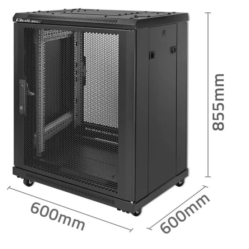 Szafa rack 19 cali QOLTEC 54519 15U — obudowa sieciowa/serwerowa, wysokość 15U, montaż 19 cali