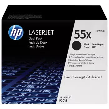 HP 55X zestaw 2 szt. Czarny oryginalny toner LaserJet o wysokiej wydajności