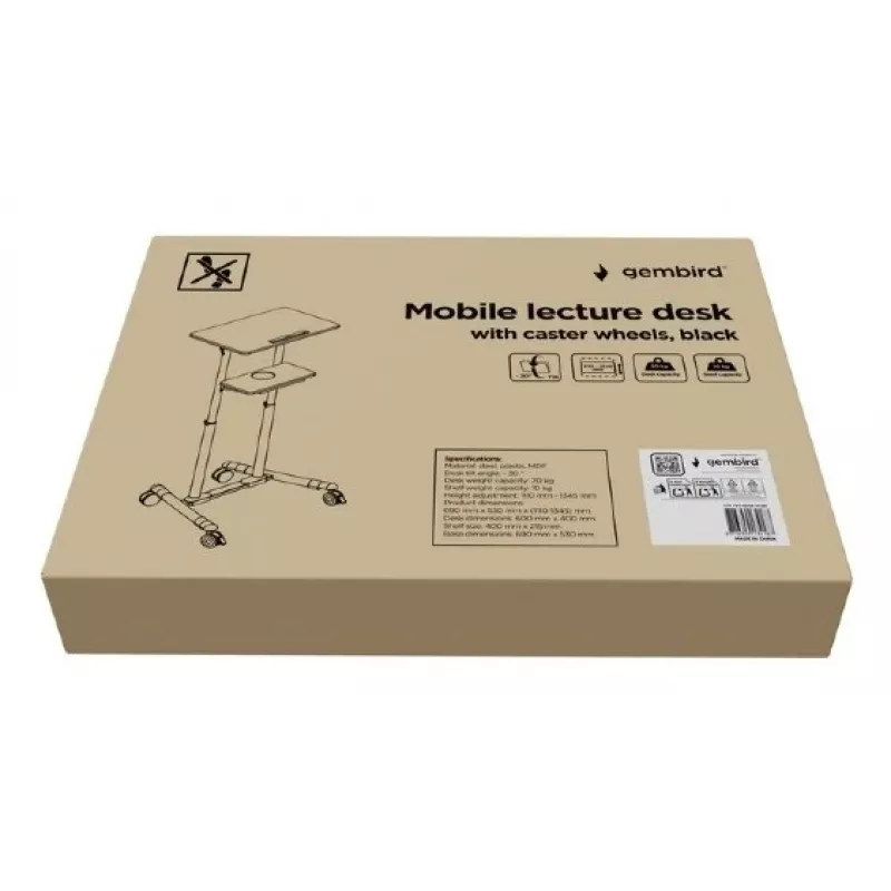 Stojące biurko Gembird TVS-DESK-01-BK czarne 20 kg 1110-1345 mm