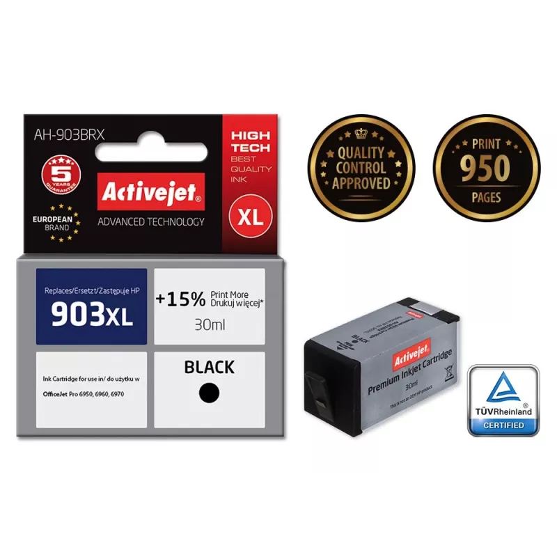 Activejet AH-903BRX tusz (zamiennik HP 903XL T6M15AE; Premium; 30 ml; czarny)