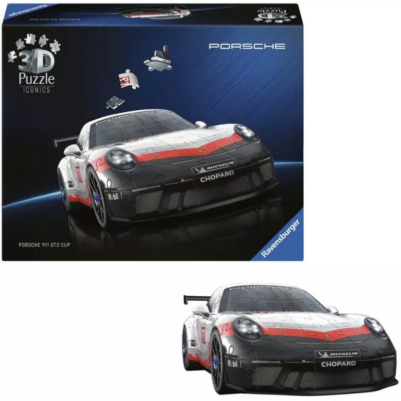 Puzzle 3D Ravensburger Iconics Porsche 911 GT3 Cup – zestaw do budowy repliki modelu