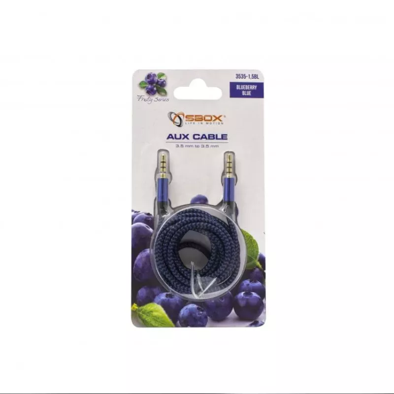 Przewód AUX Sbox 3535-1.5BL 3.5mm do 3.5mm, kolor jagodowy niebieski