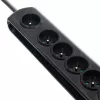 Listwa przeciwprzepięciowa Qoltec 50171 Czarna 7 gniazd AC 230V 1,5m