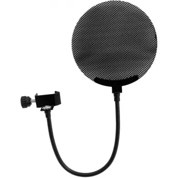 Mikrofon Pop Filter Omnitronic Model 60006250 Metal Czarny, okrągła siatkowa osłona przeciwwietrzna