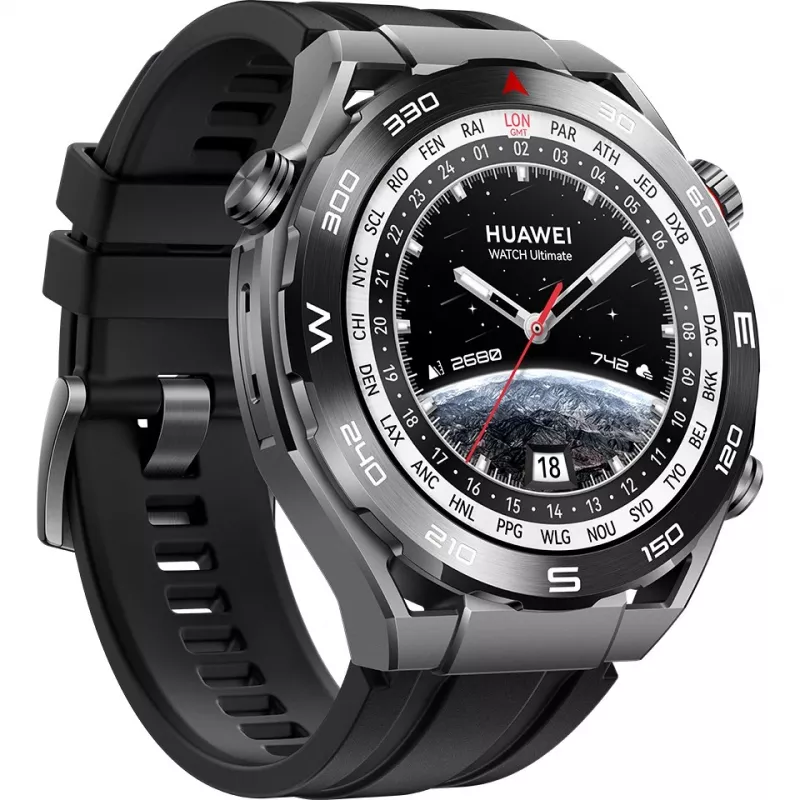Huawei Watch Ultimate - Smartwatch z paskiem - Uwodorniona guma nitrylowa (HNBR) - Rozmiar nadgarstka: 140-210 mm - Wyświetlacz 3,8 cm (1,5 inch) - NFC, Bluetooth