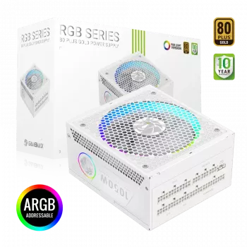 Zasilacz Gamemax, 80 PLUS, Gold | RGB 1050G WH | 1050 W