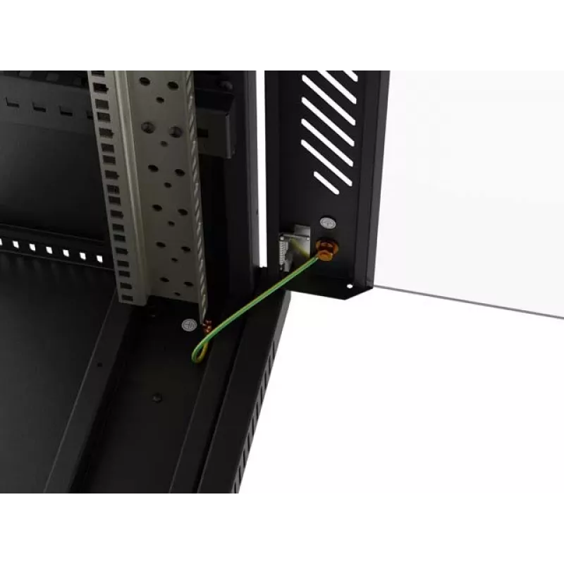 Szafa rackowa stojąca LANBERG 19 cali 24U 600x800 mm czarna z drzwiami szklanymi i wycięciem na LCD (płaski Pack) v2