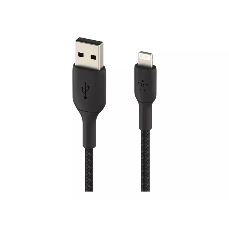 Kabel pleciony USB-Lightning 15 cm czarny