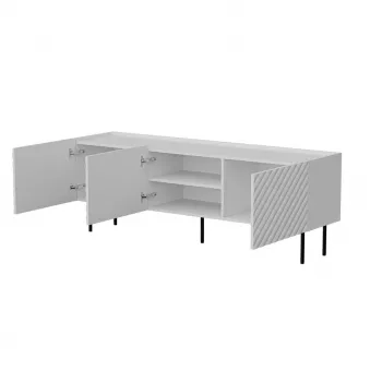 Szafka RTV Cama LUCCA 3D 165×40×59 cm, biała, blat z płyty wiórowej