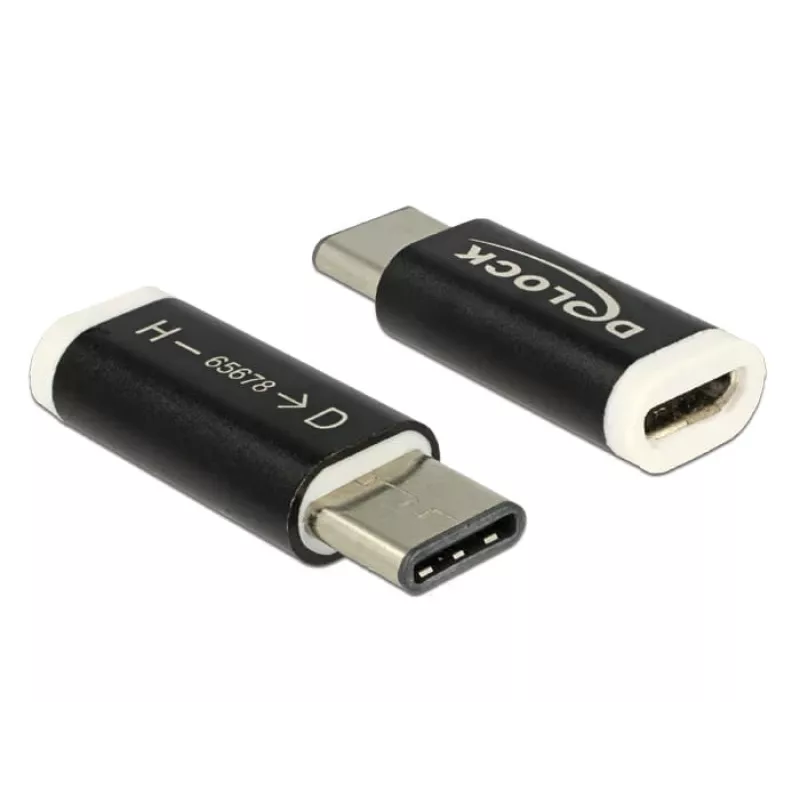 Delock - Adapter USB - 24-pin USB-C (M) na Micro-USB Typ B (Ż) - USB 3.1 - Czarny (65678)