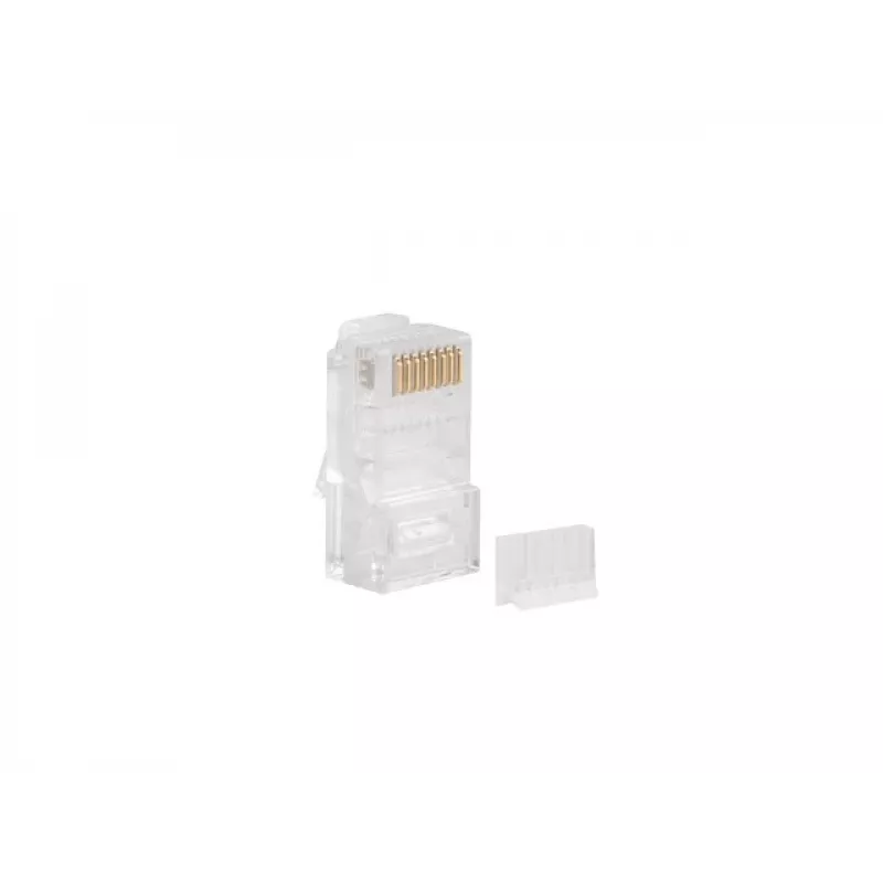 Złącze przewodowe LANBERG RJ-45 PLU-6000 do kabli Cat6 U/UTP, przezroczyste/białe, opakowanie 100 szt.
