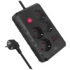 Listwa zasilająca MACLEAN MCE392 B — 4 gniazda, 3×USB, 110–240V, 2,1A, 2500W, kabel 1,5 m, czarna