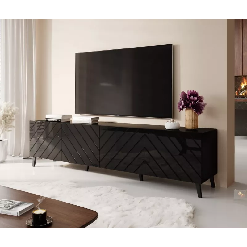 szafka RTV ABETO 200x42x52 czarny połysk